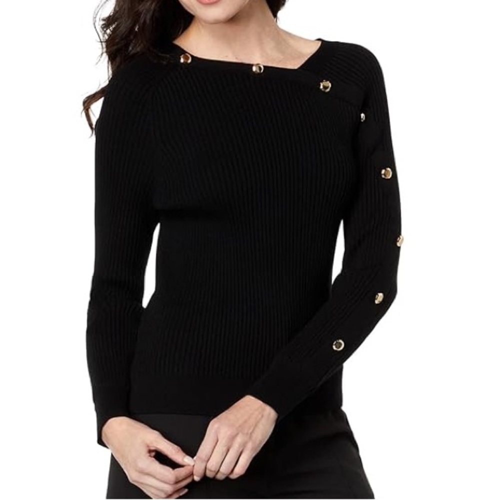 Milly Button Placket Knit Blouse Top